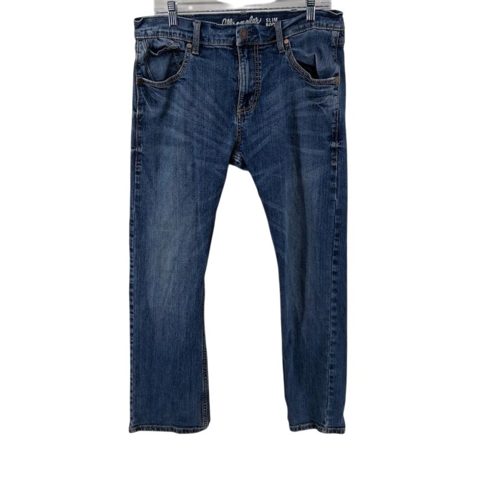Wrangler Retro Jeans Mens 34x30 Blue Slim Boot Medium Wash Stretch Denim